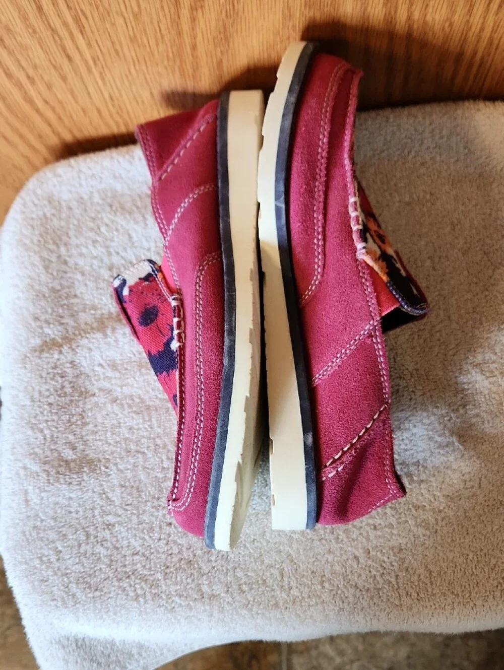 Ariat Pink Suede Floral Slip-On Moccasins